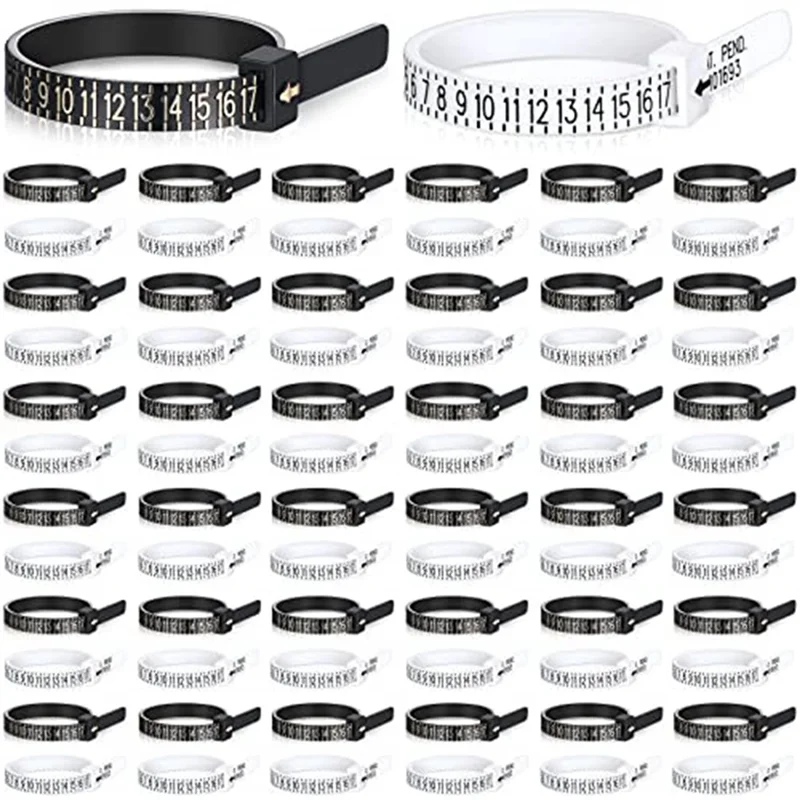 AB53 100 Pack Reusable Finger Size Gauge Measure Ring Sizer Plastic US Ring Measurement Tool White and Black
AB53 100 Pack Reusable Finger Size Gauge Measure Ring Sizer Plastic US Ring Measurement Tool White and Black