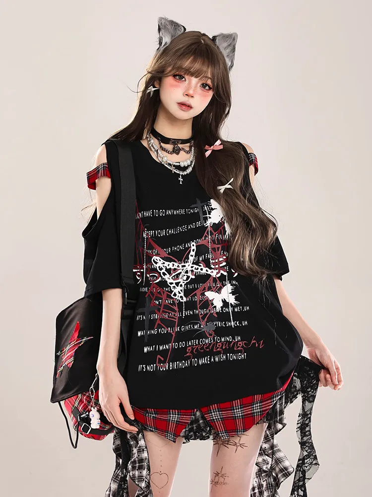 High Quality Hot Selling Wholesale Summer Butterfly Letter Short Sleeved T-shirt Design Sense Wide Truffle Shoulder Top Women
High Quality Hot Selling Wholesale Summer Butterfly Letter Short Sleeved T-shirt Design Sense Wide Truffle Shoulder Top Women