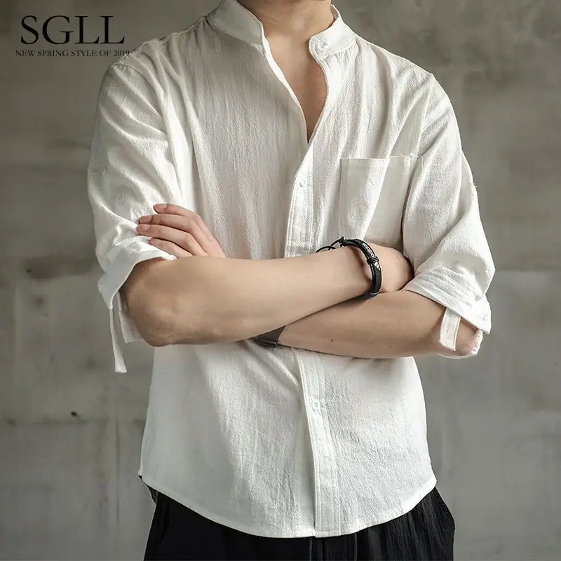 Line Shirt Men's Summer Trendy Handsome Slim Cotton and Linen Three-quarter Sleeve Chinese Style Half-sleeved Shirt
Line Shirt Men's Summer Trendy Handsome Slim Cotton and Linen Three-quarter Sleeve Chinese Style Half-sleeved Shirt