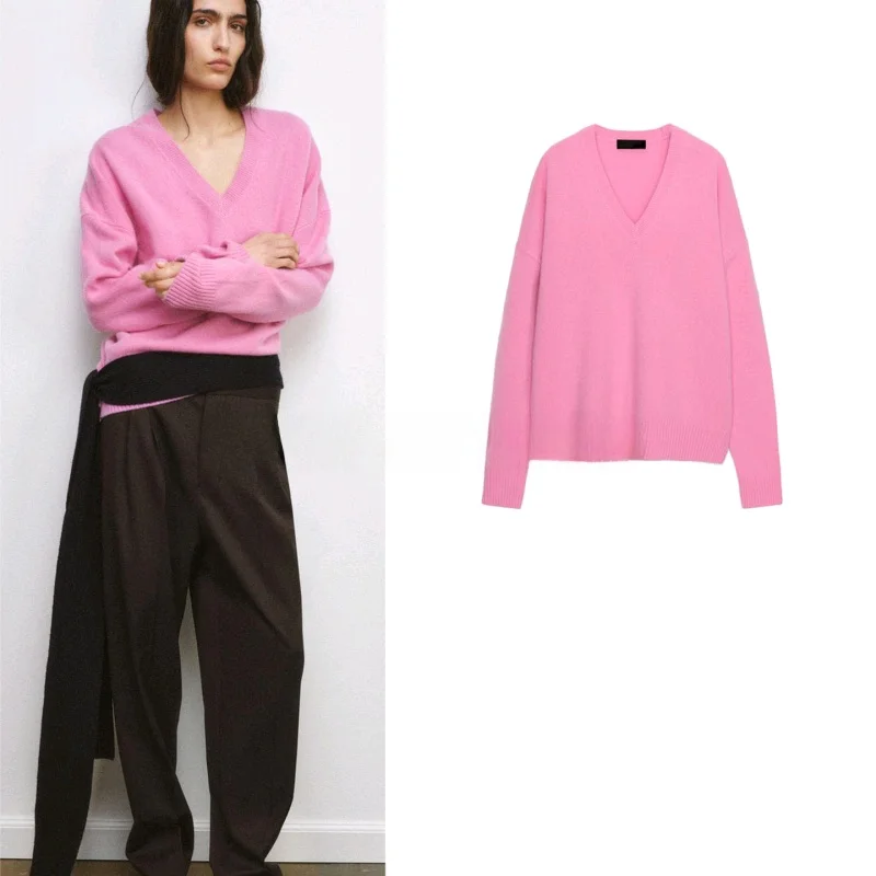 Spring New American Lazy Simple Style Loose Knitted Long Sleeve V-Neck Pullover Women's Casual Wear Polyester Fiber
Spring New American Lazy Simple Style Loose Knitted Long Sleeve V-Neck Pullover Women's Casual Wear Polyester Fiber