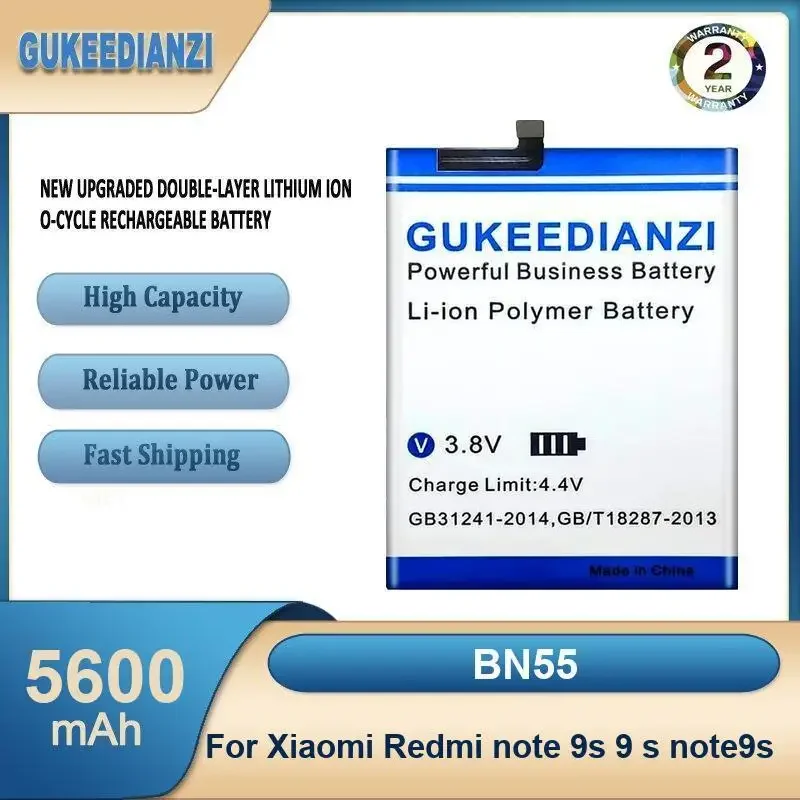BN55 5600 мАч аккумулятор мобильного телефона большой емкости для Xiaomi Redmi note 9s 9 s note9s
BN55 5600 мАч аккумулятор мобильного телефона большой емкости для Xiaomi Redmi note 9s 9 s note9s