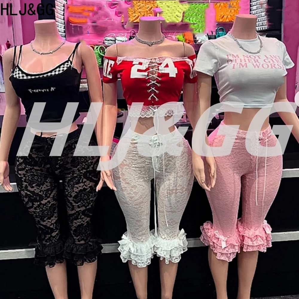 HLJ&GG Y2K Fashion Lace Bandage Hollow Out Two Piece Sets Women Off Shoulder Short Sleeve Slim Crop Top And Ruffle Shorts Outfit
HLJ&GG Y2K Fashion Lace Bandage Hollow Out Two Piece Sets Women Off Shoulder Short Sleeve Slim Crop Top And Ruffle Shorts Outfit