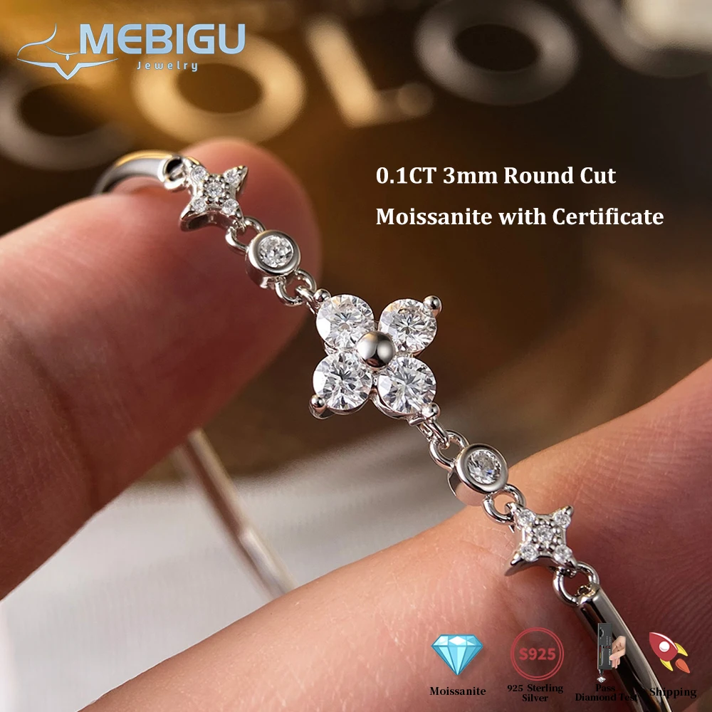 Mebigu Lucky Clover 0.4cttw Moissanite Diamond Link Bracelet Woman Man 925 Silver Hand Chain Adjustable 16-19cm Bracelets Gift
Mebigu Lucky Clover 0.4cttw Moissanite Diamond Link Bracelet Woman Man 925 Silver Hand Chain Adjustable 16-19cm Bracelets Gift