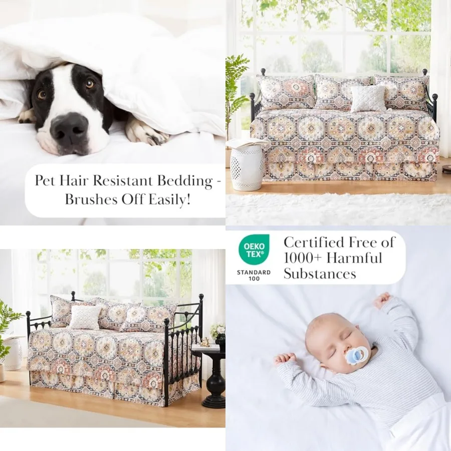 Twin Daybed Comforter Set, 6-Piece Twin Boho Bedding Set with Daybed Cover, 3 Pillow Shams, Bed Skirt, Throw Pillow - Day Bed Q
Twin Daybed Comforter Set, 6-Piece Twin Boho Bedding Set with Daybed Cover, 3 Pillow Shams, Bed Skirt, Throw Pillow - Day Bed Q