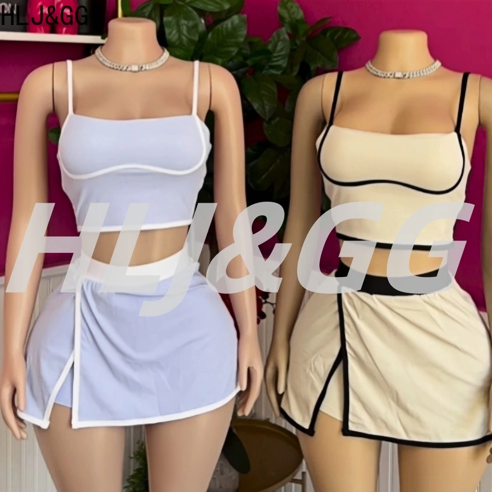 HLJ&GG Fashion High Quality Stretch Sporty Skirts Shorts Two Piece Sets Women Spaghetti Strap Slim Crop Top+Mini Skirts Outfits
HLJ&GG Fashion High Quality Stretch Sporty Skirts Shorts Two Piece Sets Women Spaghetti Strap Slim Crop Top+Mini Skirts Outfits