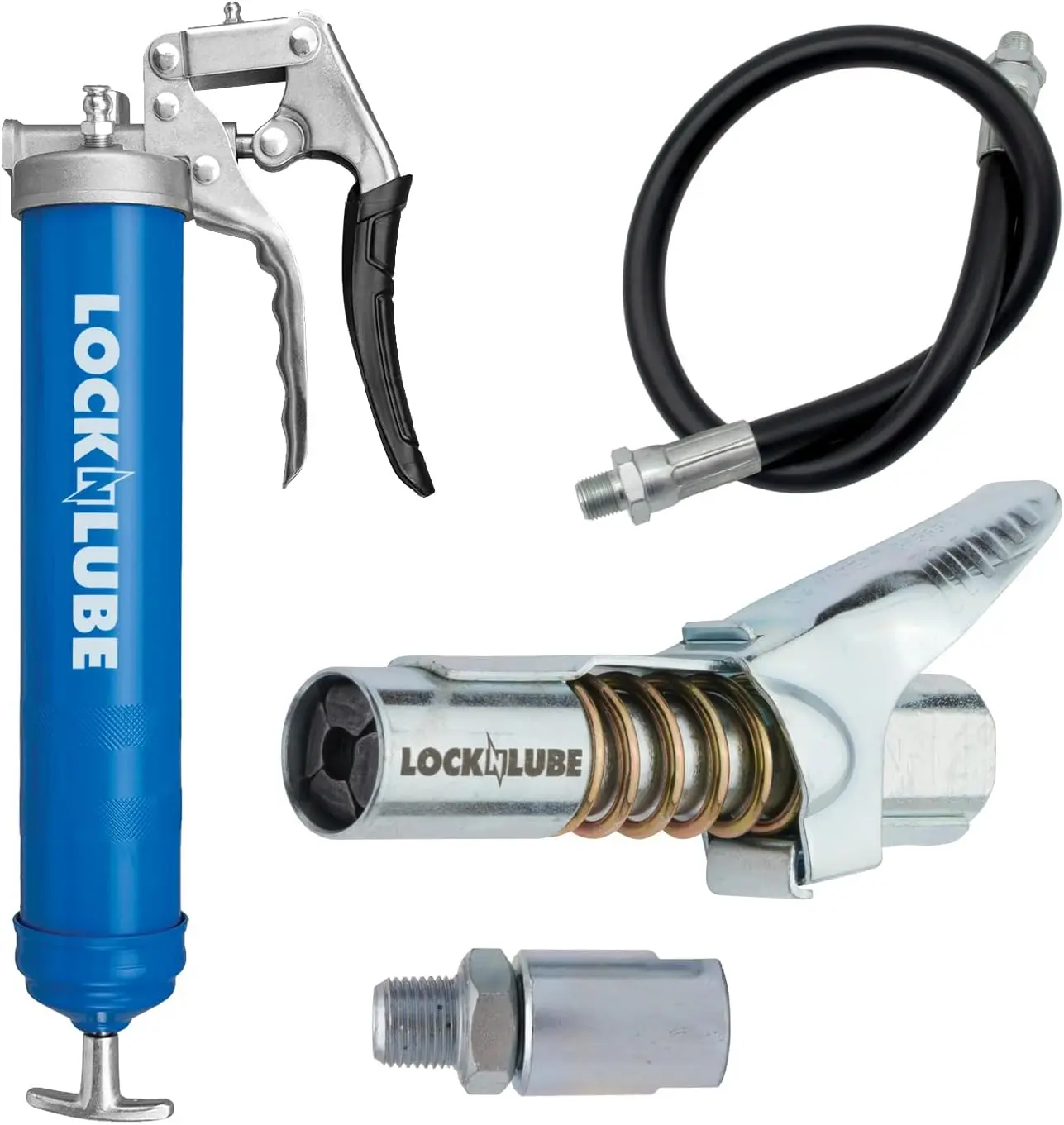 Heavy-Duty Pistol Grip Grease Gun with Locking Coupler, 20" Hose & Swivel - Blue
Heavy-Duty Pistol Grip Grease Gun with Locking Coupler, 20" Hose & Swivel - Blue