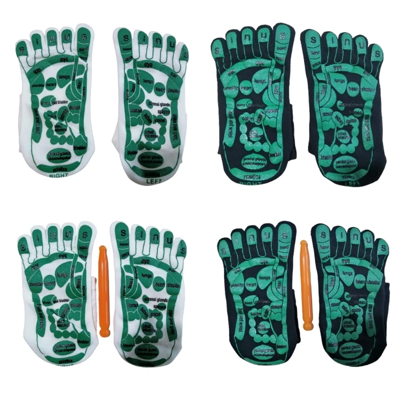 Unisex Foot Massage Socks with Reflexology Zones Marked Foot Pressure Point Five Toe Socks with Massager Tools
Unisex Foot Massage Socks with Reflexology Zones Marked Foot Pressure Point Five Toe Socks with Massager Tools