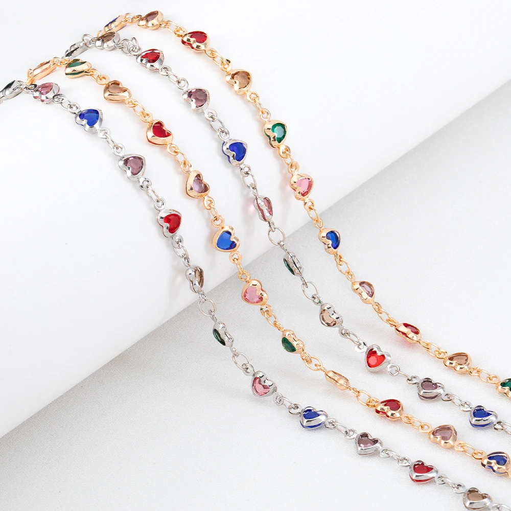 1 meter colorful heart crystal beads chain kc golden plated copper jewelry chain for diy women bracelet necklace accessories
1 meter colorful heart crystal beads chain kc golden plated copper jewelry chain for diy women bracelet necklace accessories