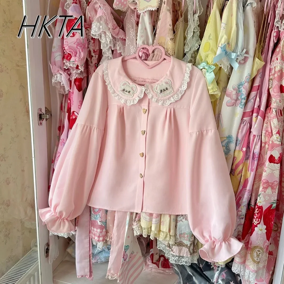 Original Lolita Shirt Women Cute Cartoon Bear Blouse Top 2025 Spring New Sweet Pink Soft Girl Cute Inside and Outside Shirts
Original Lolita Shirt Women Cute Cartoon Bear Blouse Top 2025 Spring New Sweet Pink Soft Girl Cute Inside and Outside Shirts
