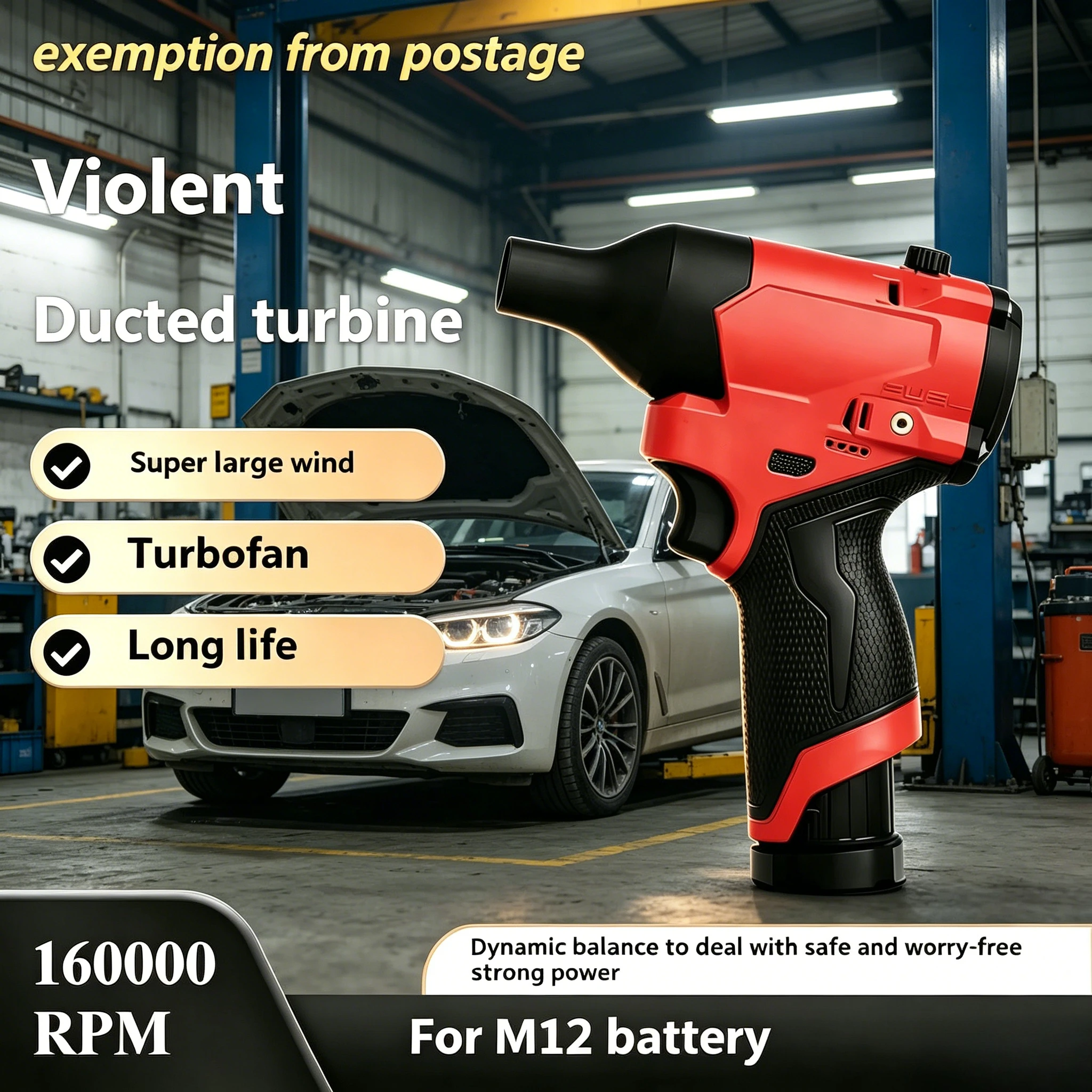 160000RPM Violent Turbo Jet Fan, Brushless Cordless Air Blower for Milwaukee M12 Battery, High-Speed Portable car wash gun
160000RPM Violent Turbo Jet Fan, Brushless Cordless Air Blower for Milwaukee M12 Battery, High-Speed Portable car wash gun