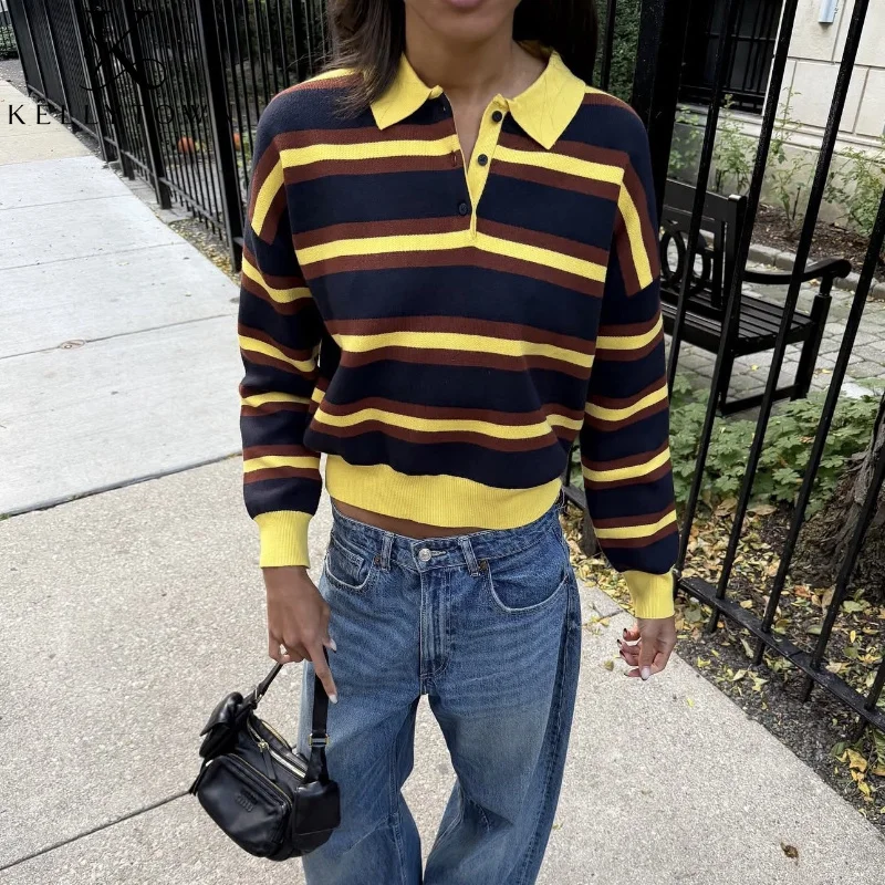 Chic Women's Striped Sweater Warm Soft Loose Knitted Pullover Autumn Winter Female Clothes Button Up Casual Long Sleeve Tops
Chic Women's Striped Sweater Warm Soft Loose Knitted Pullover Autumn Winter Female Clothes Button Up Casual Long Sleeve Tops
