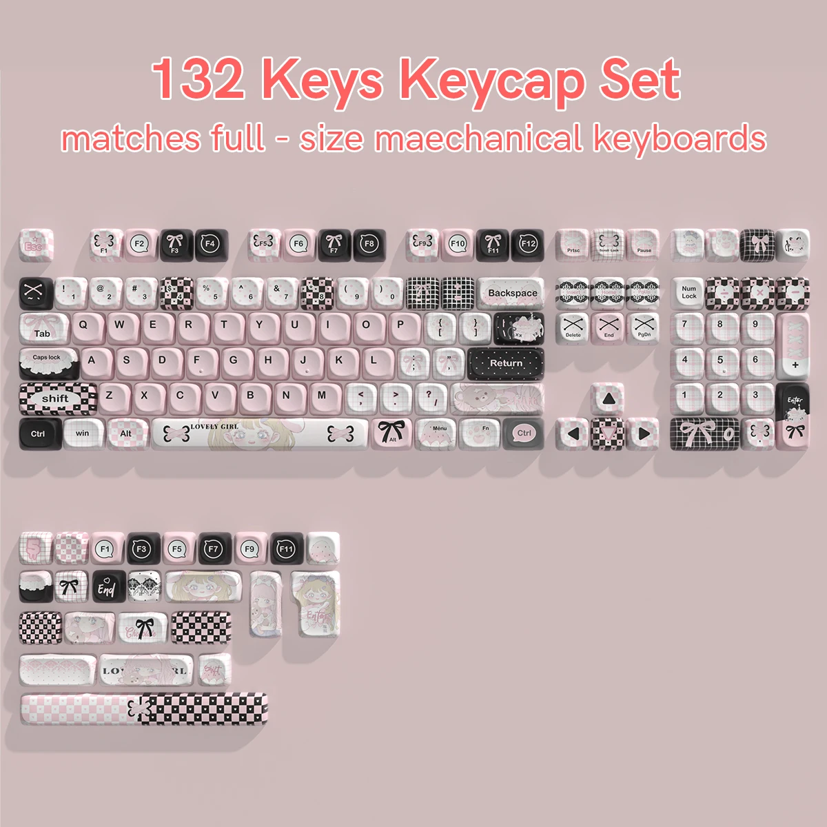 130+ клавиш, розовые PBT-кейкапы с профилем MOA, кастомные кейкапы с сублимационной печатью для механических клавиатур с переключателями Cherry Gateron MX
130+ клавиш, розовые PBT-кейкапы с профилем MOA, кастомные кейкапы с сублимационной печатью для механических клавиатур с переключателями Cherry Gateron MX