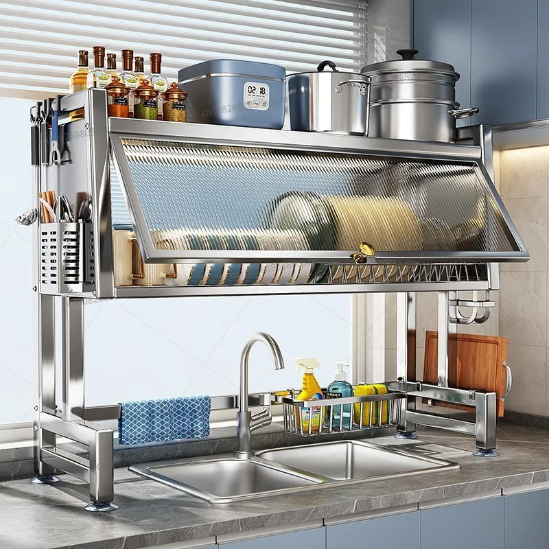 Kitchen Multifunctional Stainless Steel Sink Storage Rack Single and Double Sink Chopsticks Cutlery Dish Rack Cabinet
Kitchen Multifunctional Stainless Steel Sink Storage Rack Single and Double Sink Chopsticks Cutlery Dish Rack Cabinet