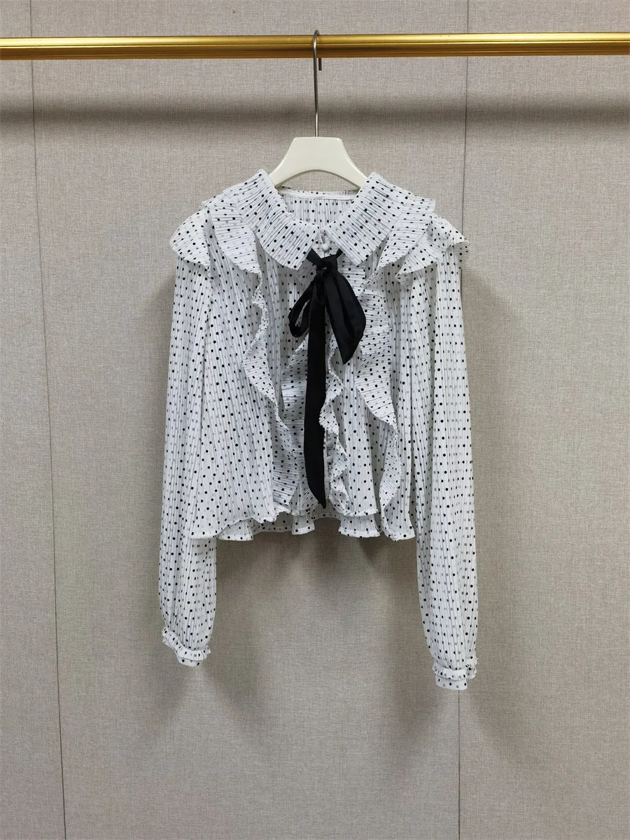 Sweet Polka Dot Bow Tie Shirt Vintage Court Style Loose Fit Long Sleeve Polyester Fiber Cool Sensation Short Length Women's B...
Sweet Polka Dot Bow Tie Shirt Vintage Court Style Loose Fit Long Sleeve Polyester Fiber Cool Sensation Short Length Women's B...