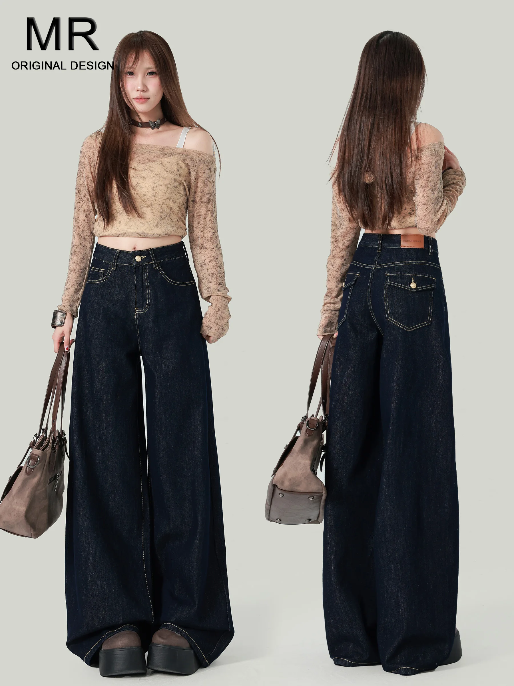 Deep Blue High Waist Wide Leg Denim Jeans Women's Loose Slimming Lazy Drape Straight Floor-Length Pants Casual Style Button C...
Deep Blue High Waist Wide Leg Denim Jeans Women's Loose Slimming Lazy Drape Straight Floor-Length Pants Casual Style Button C...