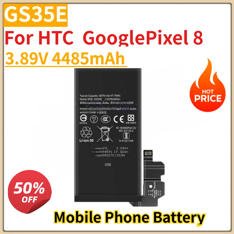 New 3.89V 4485/4950mAh Mobile Phone Battery GS35E GUKD8 For HTC Google Pixel 8 Pixel 8 pro Replacement Battery
New 3.89V 4485/4950mAh Mobile Phone Battery GS35E GUKD8 For HTC Google Pixel 8 Pixel 8 pro Replacement Battery