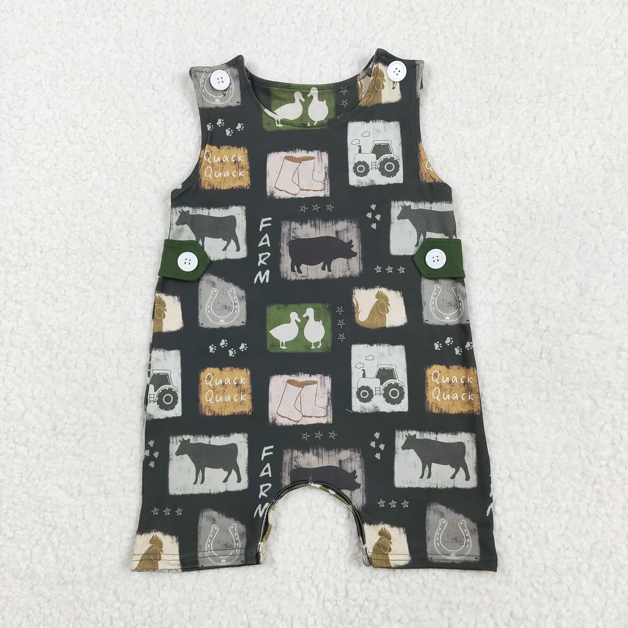 Wholesale Kids Toddler Farm Animals Tractors Romper Clothing Children Baby Boy Sleeveless Shorts Coverall Newborn Green Bodysuit
Wholesale Kids Toddler Farm Animals Tractors Romper Clothing Children Baby Boy Sleeveless Shorts Coverall Newborn Green Bodysuit