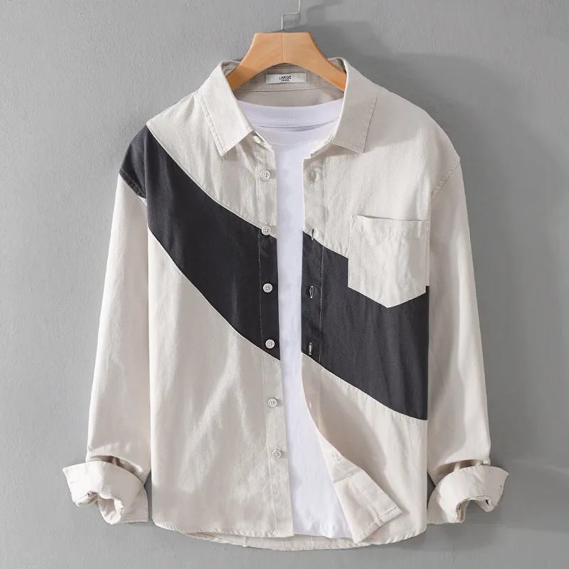 Korean Fashion Long Sleeve Shirts Man Streetwear Youth Tops Patchwork Contrast Color Shirt Casual Pure Cotton New Men's Clothing
Korean Fashion Long Sleeve Shirts Man Streetwear Youth Tops Patchwork Contrast Color Shirt Casual Pure Cotton New Men's Clothing