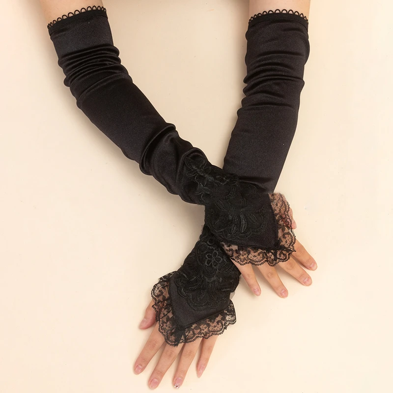Ladies Sexy Black Lace Dress Fingerless Gloves Bridal Party Wedding Performance Long Sleeves Women Arm Length Gloves
Ladies Sexy Black Lace Dress Fingerless Gloves Bridal Party Wedding Performance Long Sleeves Women Arm Length Gloves