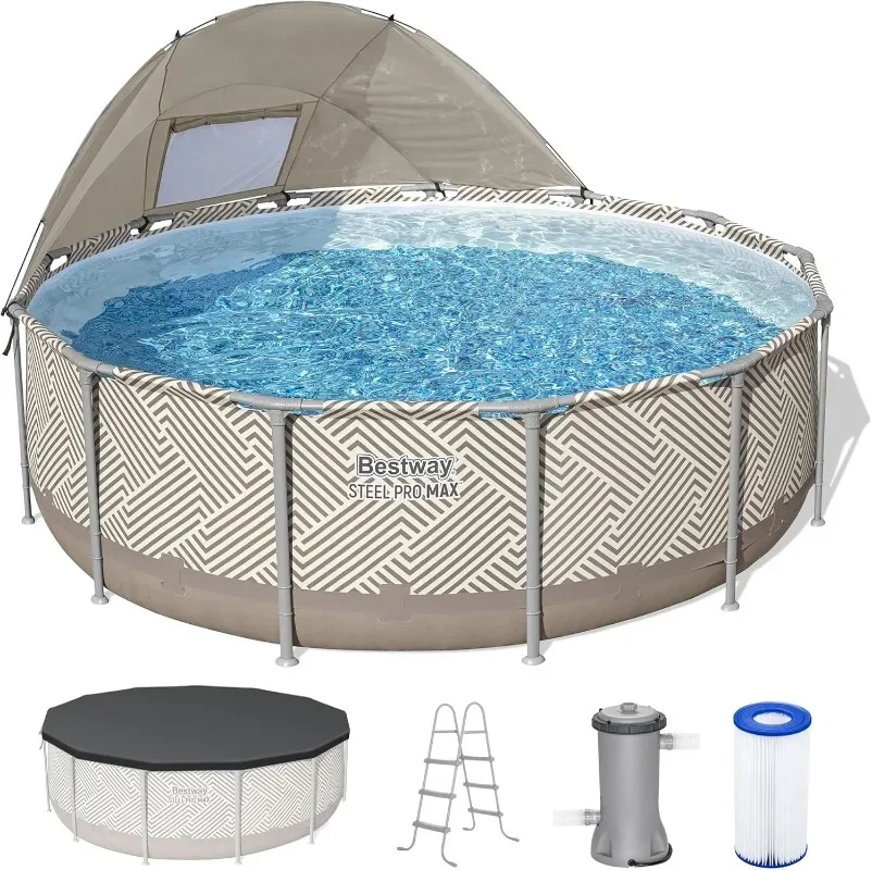 Bestway Steel Pro MAX 13' x 42" Above Ground Pool, Round Metal Frame Outdoor Swimming Pool Set with Canopy, Filter Pump, Ladder
Bestway Steel Pro MAX 13' x 42" Above Ground Pool, Round Metal Frame Outdoor Swimming Pool Set with Canopy, Filter Pump, Ladder