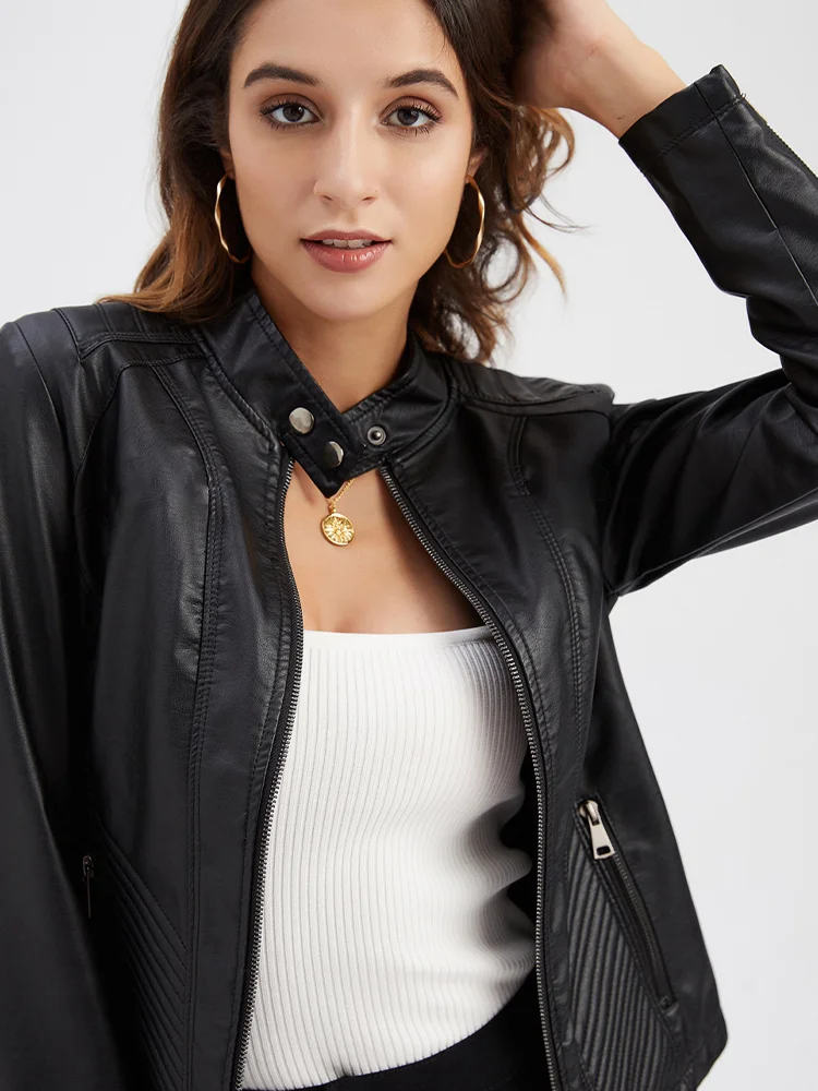 Women's Long-Sleeved Motorcycle Jacket, Ladies Leather Jacket, Simple Trend, Thin Coat, Casual, Office, Autumn and Winter, 2023
Women's Long-Sleeved Motorcycle Jacket, Ladies Leather Jacket, Simple Trend, Thin Coat, Casual, Office, Autumn and Winter, 2023