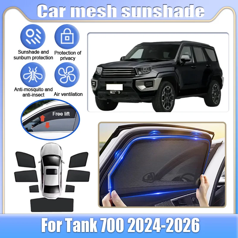 For GWM Tank 700 2024 2025 2026 Car Mesh Shades Window Sunshades Sunscreen Privacy Curtains Sun Visors Mosquito Auto Accessories
For GWM Tank 700 2024 2025 2026 Car Mesh Shades Window Sunshades Sunscreen Privacy Curtains Sun Visors Mosquito Auto Accessories