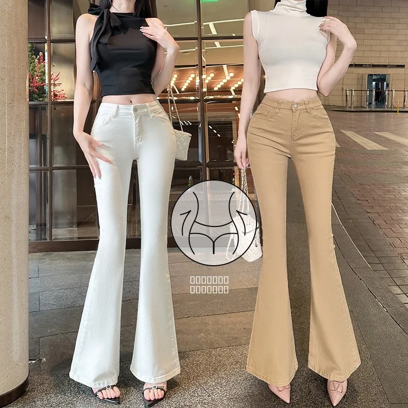 High Waist Flared Jeans Women's plus Size Hip Enhancing Body ape Korean Cartoon Sle Pure Color Long Pants Spring Season
High Waist Flared Jeans Women's plus Size Hip Enhancing Body ape Korean Cartoon Sle Pure Color Long Pants Spring Season
