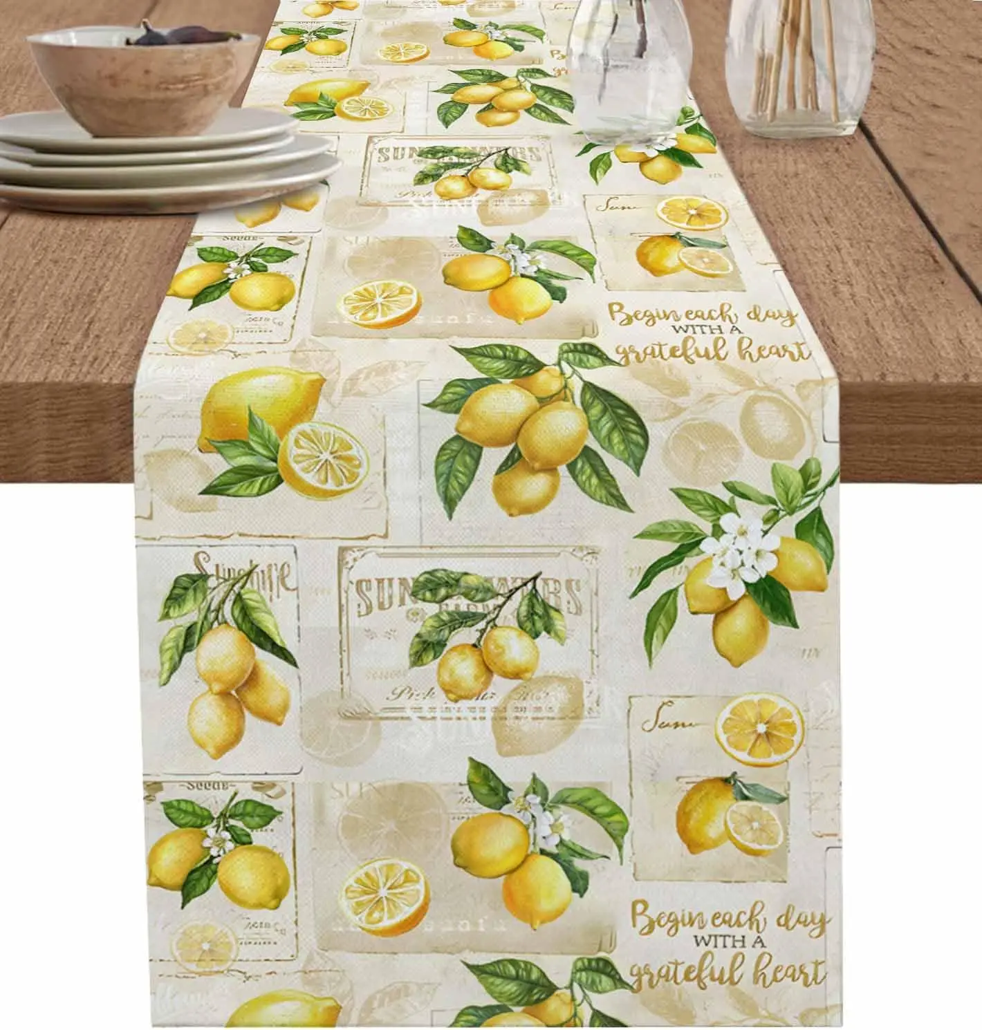Summer Lemon Linen Table Runner Home Decorations Rustic Farmhosue Floral Leaves Kitchen Dining Table Runners Holiday Party Decor
Summer Lemon Linen Table Runner Home Decorations Rustic Farmhosue Floral Leaves Kitchen Dining Table Runners Holiday Party Decor