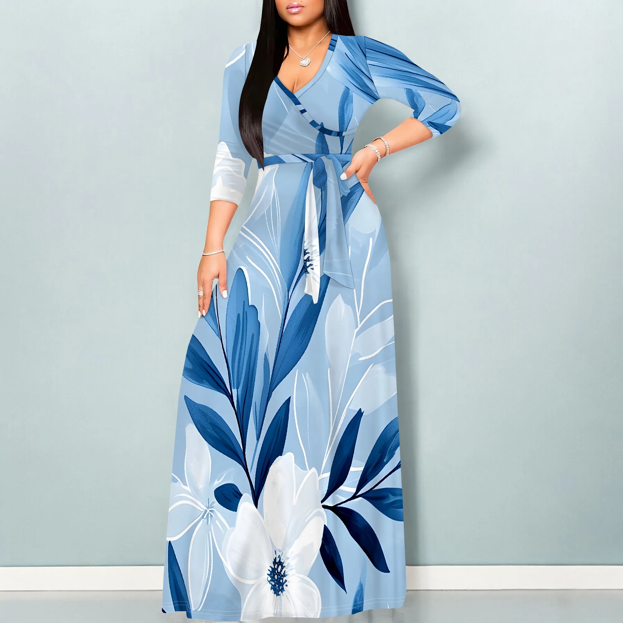 Women's Summer Fashion Printed 3/4 Sleeve Maxi Dress for Women Short Sleeve Long Loose Casual Dresses
Women's Summer Fashion Printed 3/4 Sleeve Maxi Dress for Women Short Sleeve Long Loose Casual Dresses