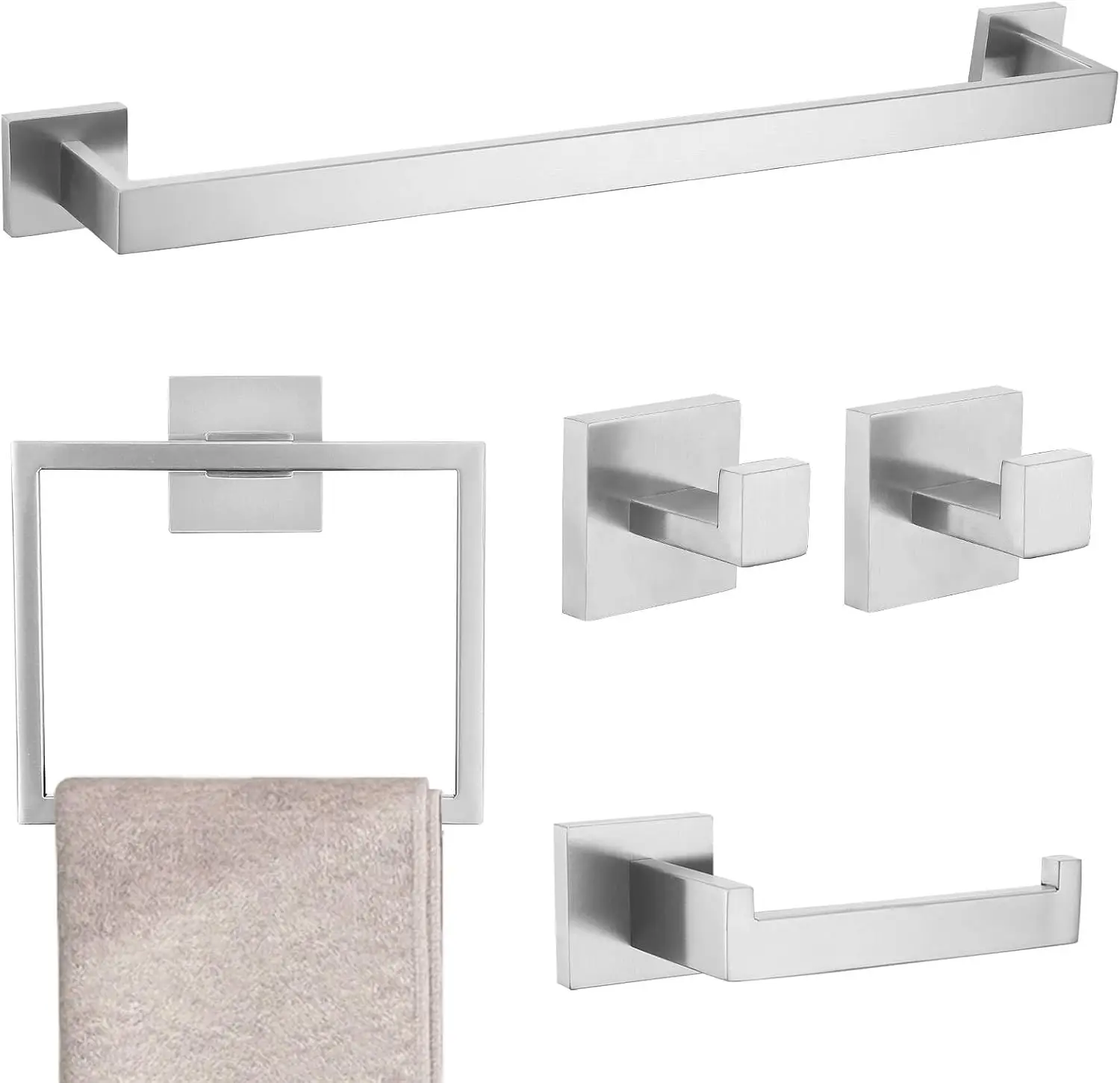 5 Piece Bathroom Towel Bar Set Stainless Steel Bath Towel Holder, 23.6 Inch Towel Racks brushed nickel
5 Piece Bathroom Towel Bar Set Stainless Steel Bath Towel Holder, 23.6 Inch Towel Racks brushed nickel