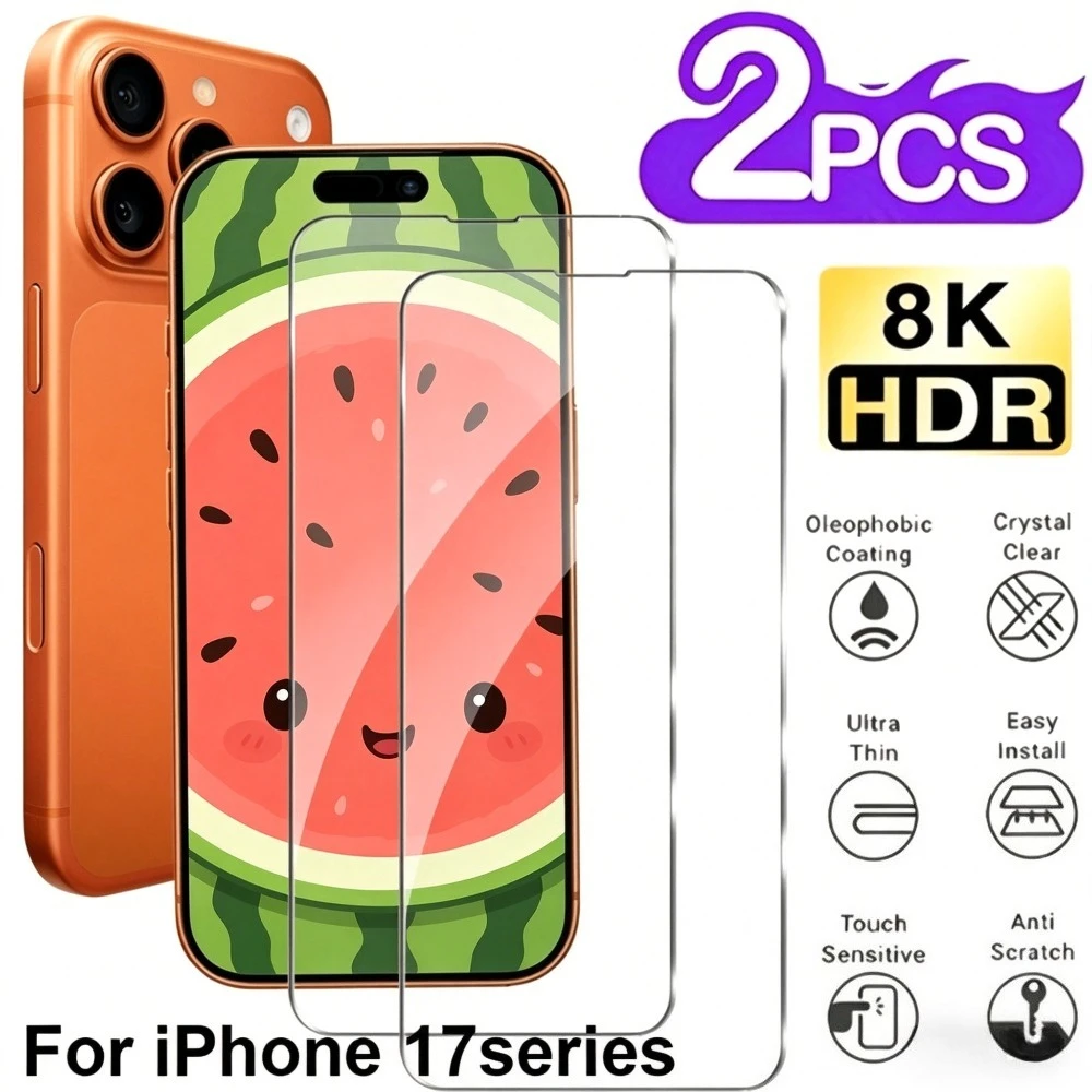 2Pcs High Definition Tempered Glass for iPhone 17 16 15 Pro Max 17e 16e Air 15 14 Plus 14 13 12 Pro 9H Hardness Screen Protector
2Pcs High Definition Tempered Glass for iPhone 17 16 15 Pro Max 17e 16e Air 15 14 Plus 14 13 12 Pro 9H Hardness Screen Protector