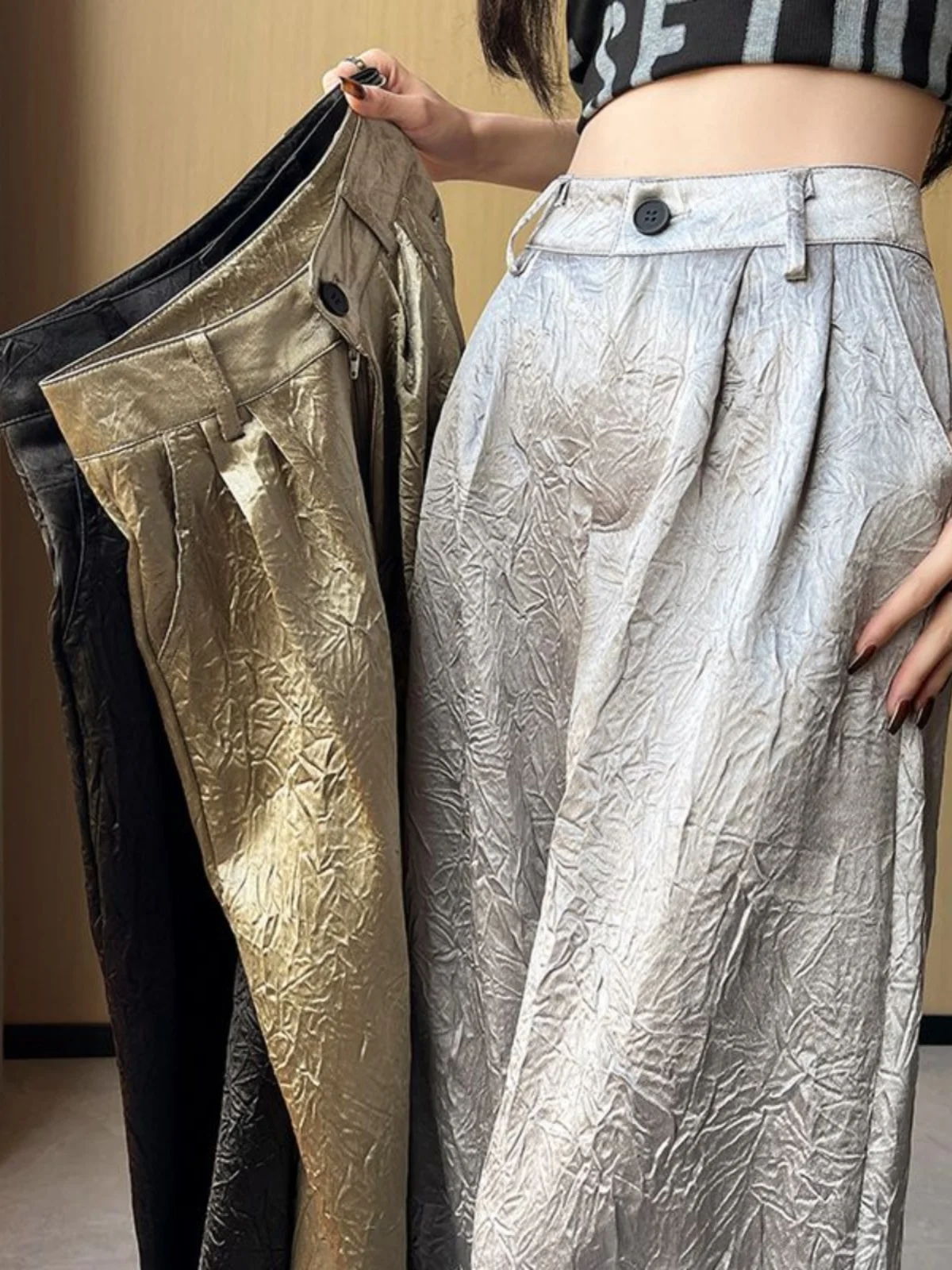 Men's And Women's Wide Leg Suit Pants Super Size Summer Textured Casual Straight Leg Pants Drapey Floor-Length Trousers
Men's And Women's Wide Leg Suit Pants Super Size Summer Textured Casual Straight Leg Pants Drapey Floor-Length Trousers