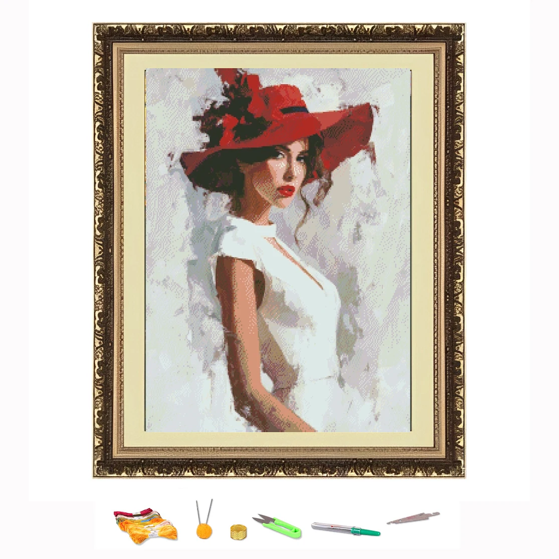 Cross Stitch Embroidery woman wearing red hat Thread Drawing DIY Needlework Kit Decorate Printed on Canva 11CT
Cross Stitch Embroidery woman wearing red hat Thread Drawing DIY Needlework Kit Decorate Printed on Canva 11CT