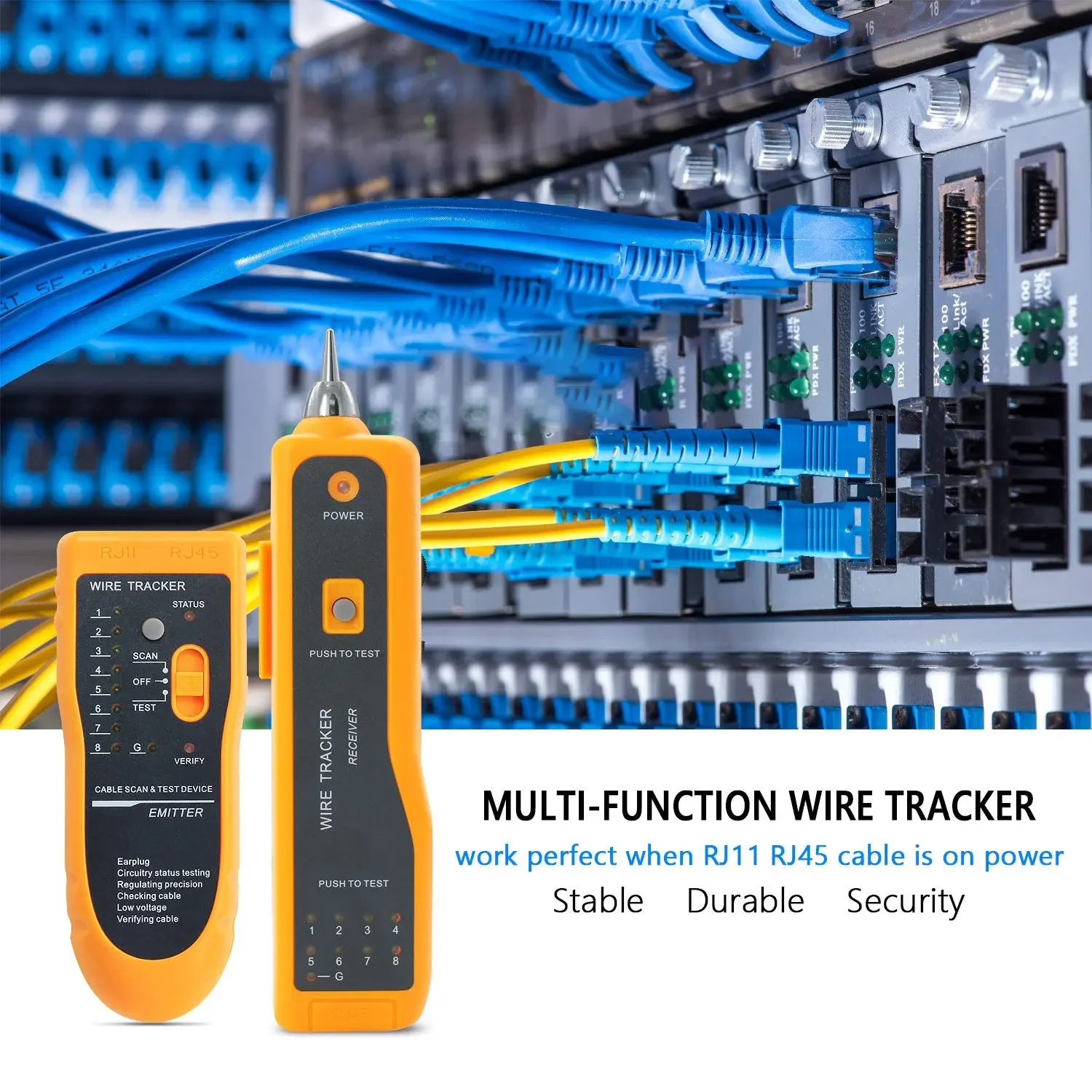 LAN Network Cable Tester Cat5 Cat6 RJ45 UTP STP Line Finder Telephone Wire Tracker Tracer Diagnose Tone Distance Cable Tester
LAN Network Cable Tester Cat5 Cat6 RJ45 UTP STP Line Finder Telephone Wire Tracker Tracer Diagnose Tone Distance Cable Tester