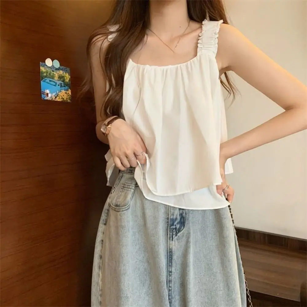 All-match Ruffle Sleeveless Crop Top Vest Square Neck Women's Tank Top Undershirt Loose Ballet Style Camisole Seaside
All-match Ruffle Sleeveless Crop Top Vest Square Neck Women's Tank Top Undershirt Loose Ballet Style Camisole Seaside