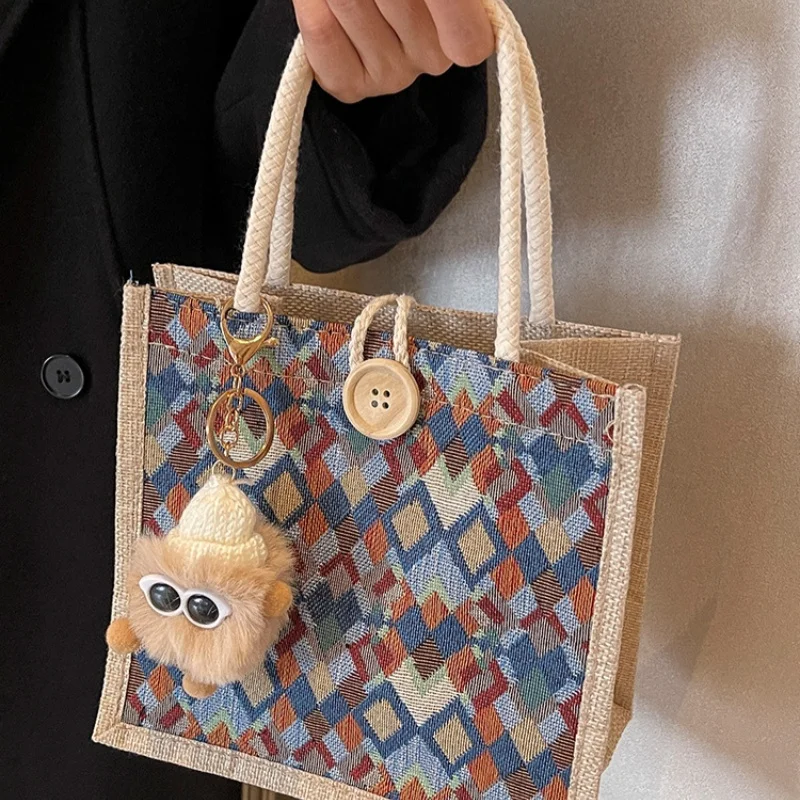 Burlap-textured Woven Ethnic Handbag Whimsical Rustic Playful Colorful Vintage-inspired Bohemian For Trip Party Daily Commute
Burlap-textured Woven Ethnic Handbag Whimsical Rustic Playful Colorful Vintage-inspired Bohemian For Trip Party Daily Commute