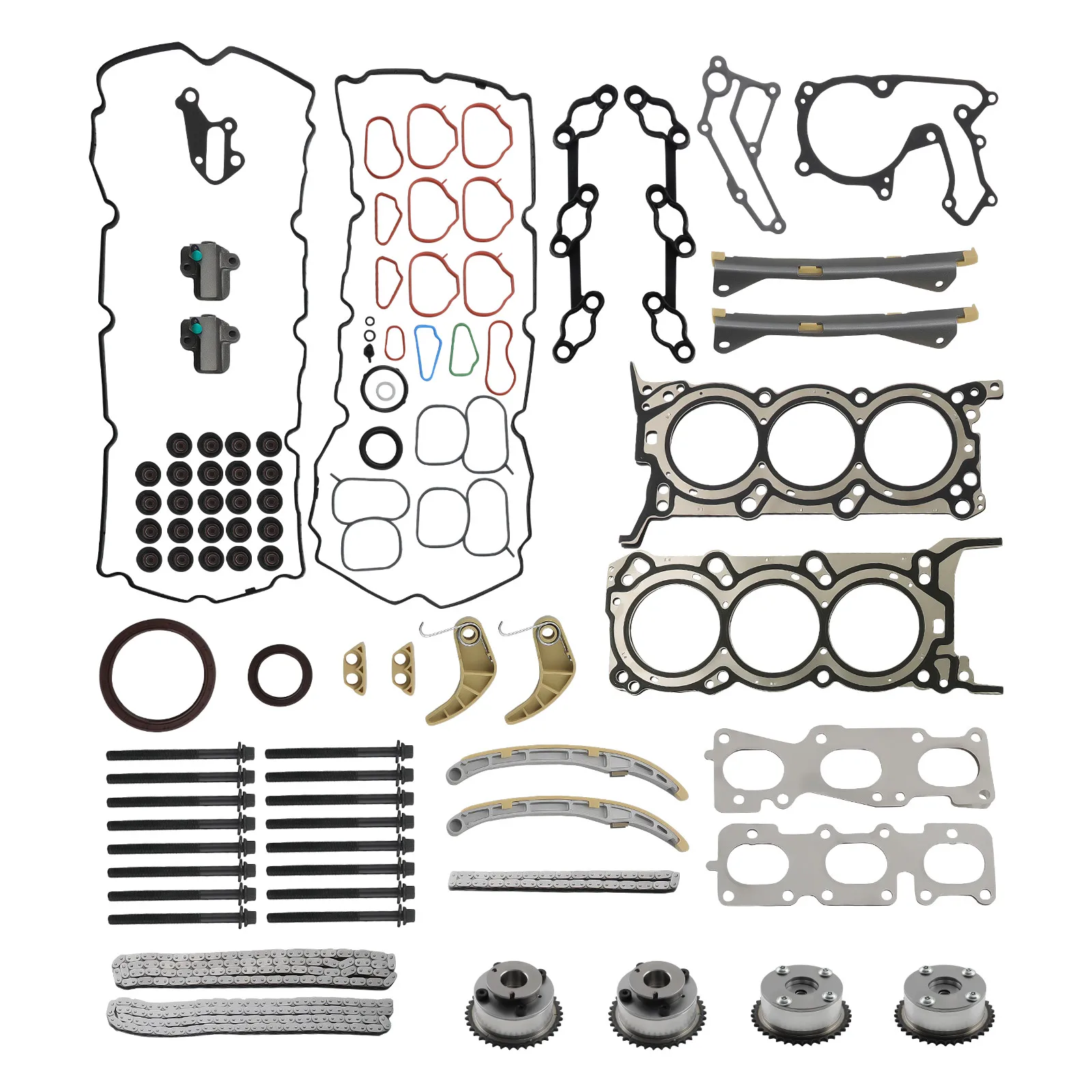 Timing Chain & VVT Gears Head Gasket Bolts Kit For Kia Sorento Hyundai 3.3L
Timing Chain & VVT Gears Head Gasket Bolts Kit For Kia Sorento Hyundai 3.3L