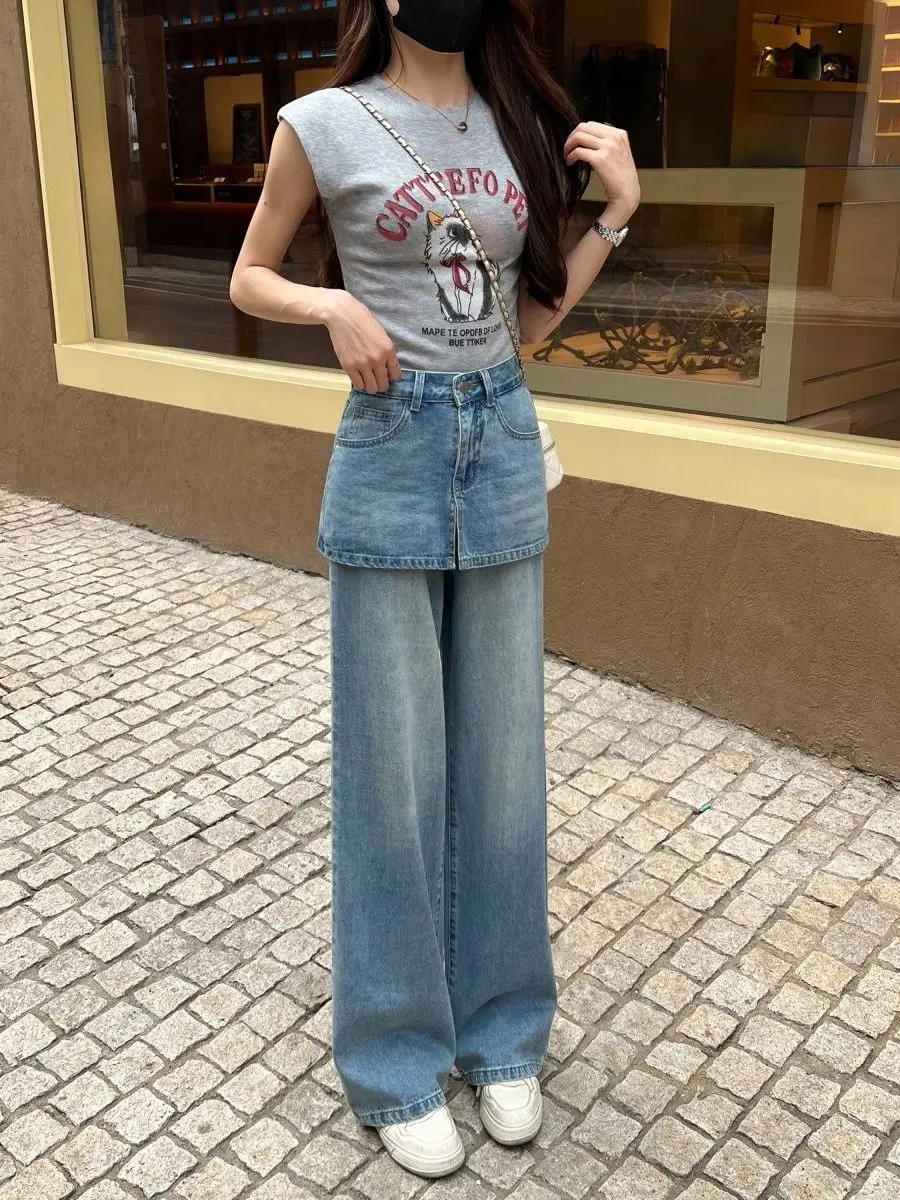Retro Hong Kong Style High Waist Wide Leg Jeans Women's Summer 2026 Fashionable Floor-Length Pants Casual Loose Fit Denim
Retro Hong Kong Style High Waist Wide Leg Jeans Women's Summer 2026 Fashionable Floor-Length Pants Casual Loose Fit Denim