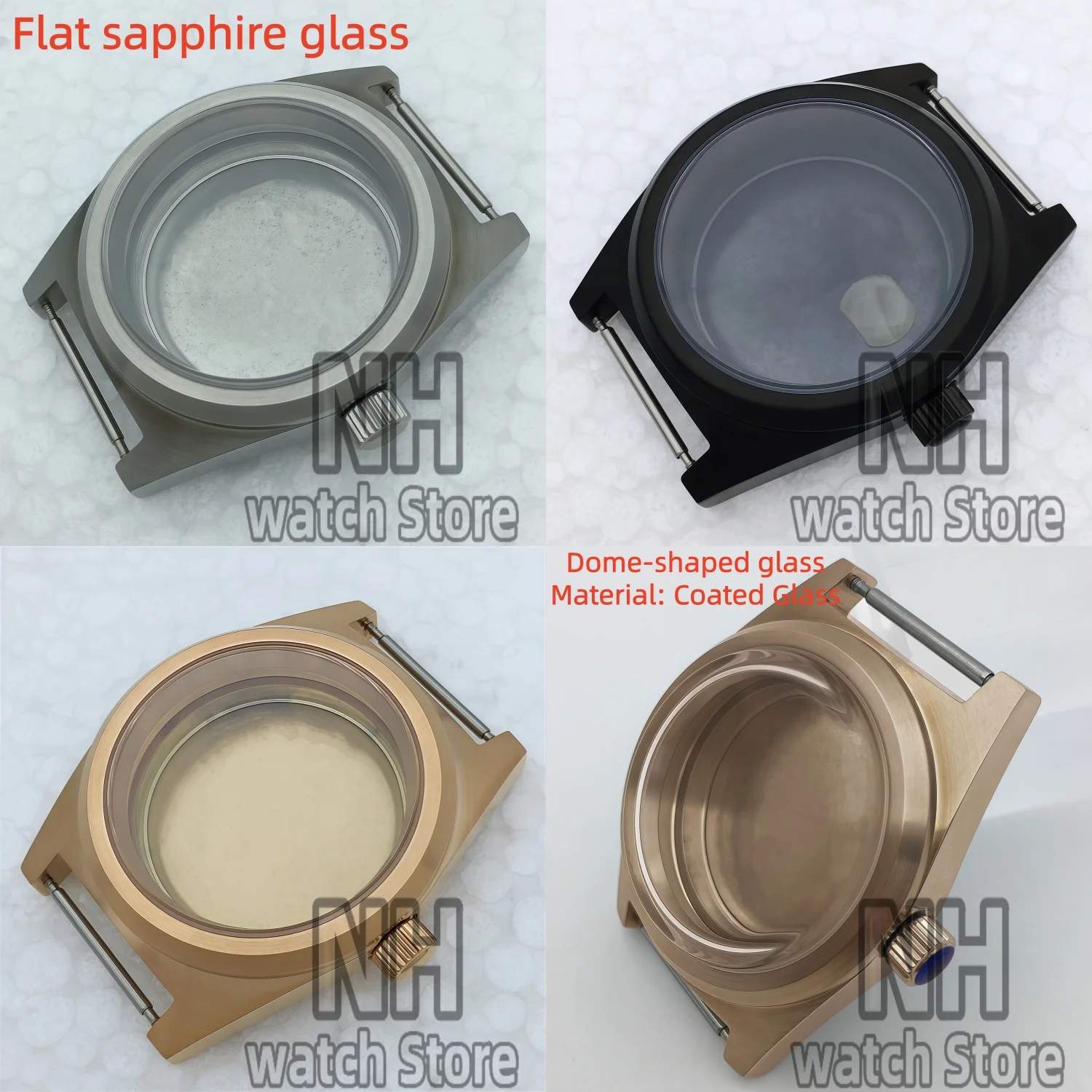 38mm Silver Black Rose gold Brushed Watch case flat sapphire glass/Dome-shaped glass Fits NH35 36 ETA2824 PT5000 movement
38mm Silver Black Rose gold Brushed Watch case flat sapphire glass/Dome-shaped glass Fits NH35 36 ETA2824 PT5000 movement