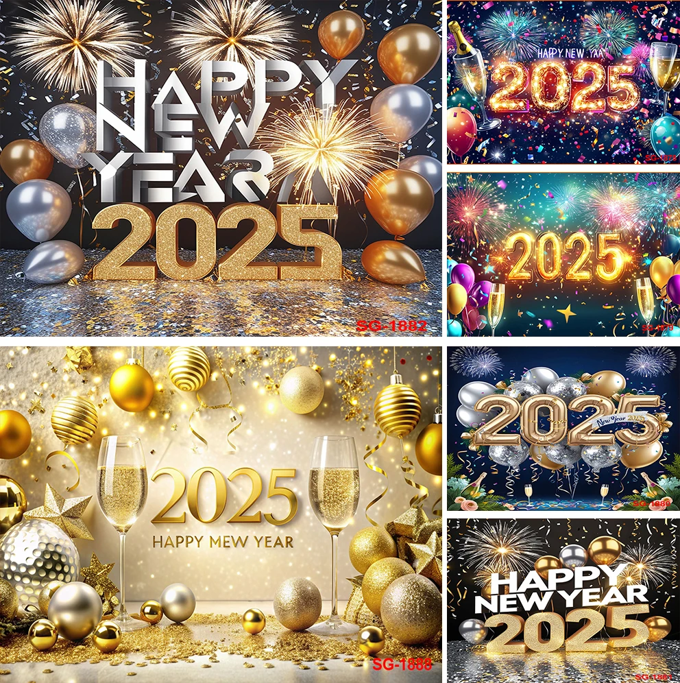 Happy New Year Backdrop for 2025 Firework Champagne Balloons Christmas New Year Party Photography Background Photo Studio Decor
Happy New Year Backdrop for 2025 Firework Champagne Balloons Christmas New Year Party Photography Background Photo Studio Decor