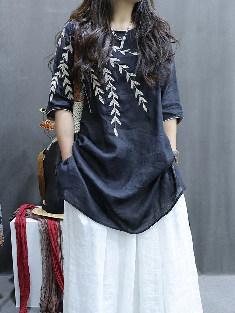 Cotton And Linen Women's Clothing 2024 Summer Ramie Print Vintage Embroidery Half Sleeve Blouse Loose Casual Shirt Tops F343
Cotton And Linen Women's Clothing 2024 Summer Ramie Print Vintage Embroidery Half Sleeve Blouse Loose Casual Shirt Tops F343