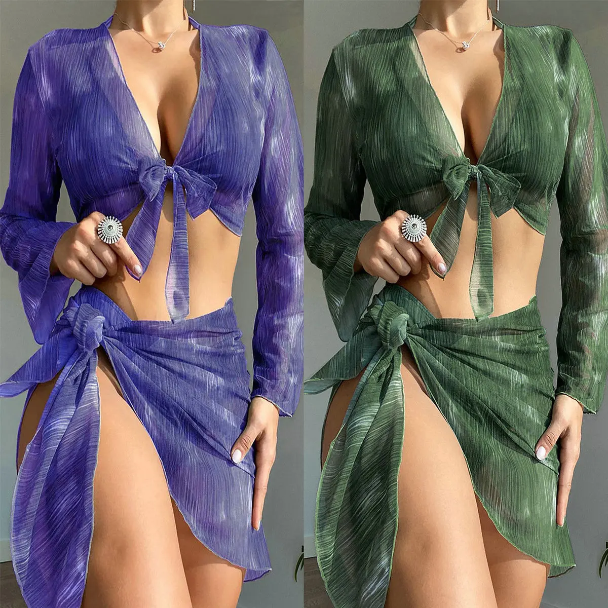 Women Clothing Swimsuit Suit Sexy Bikini Suit Women's Split Four-piece Set Striped Lace Print Long-sleeved Ins Bathing Suit YA32
Women Clothing Swimsuit Suit Sexy Bikini Suit Women's Split Four-piece Set Striped Lace Print Long-sleeved Ins Bathing Suit YA32
