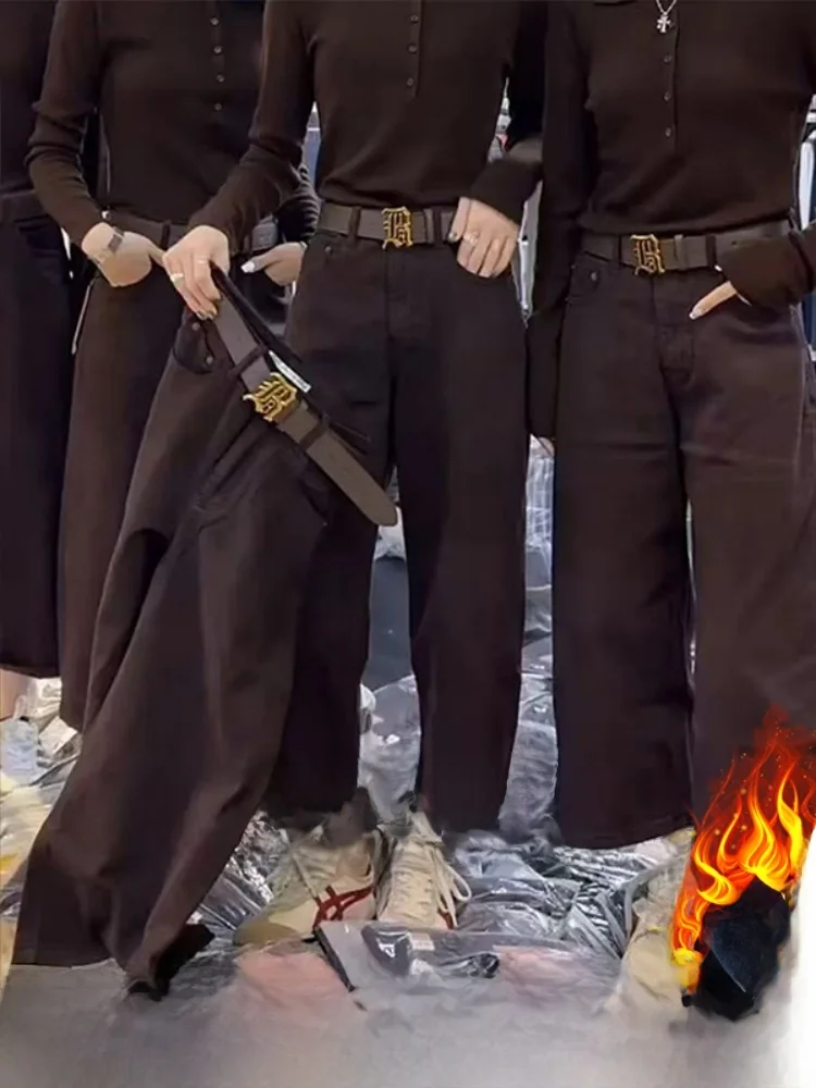 Женские прямые джинсы с широкими штанинами, утепленные флисом, с высокой талией, на пуговицах, для повседневной носки
Женские прямые джинсы с широкими штанинами, утепленные флисом, с высокой талией, на пуговицах, для повседневной носки