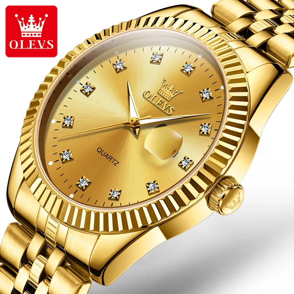OLEVS Mens Watches Top Brand Luxury Stainless Steel Gold Quartz Watch for Men Waterproof Sports Wristwatch Relogio Masculino
OLEVS Mens Watches Top Brand Luxury Stainless Steel Gold Quartz Watch for Men Waterproof Sports Wristwatch Relogio Masculino
