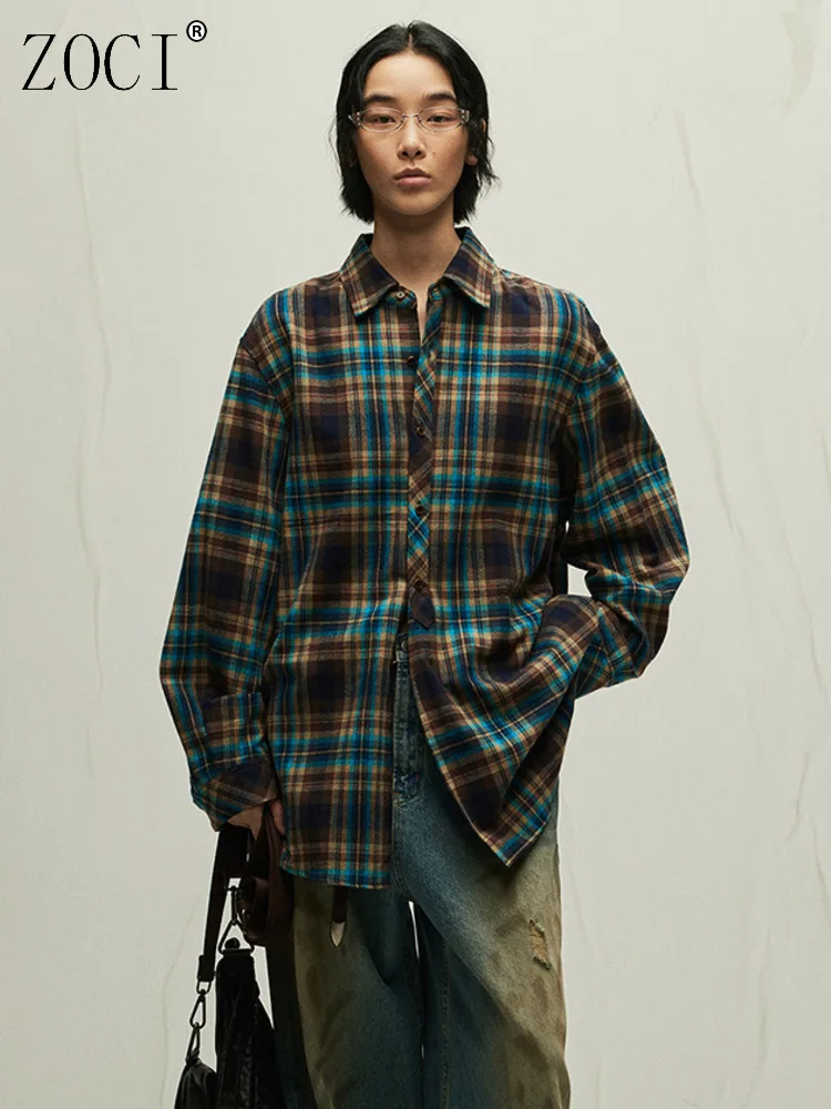 ZOCI Women's Plaid Long Sleeve Shirts Lapel Single Breasted Blouse Street Wear Stitching Color Tops Female Clothing 2025 Spring
ZOCI Women's Plaid Long Sleeve Shirts Lapel Single Breasted Blouse Street Wear Stitching Color Tops Female Clothing 2025 Spring