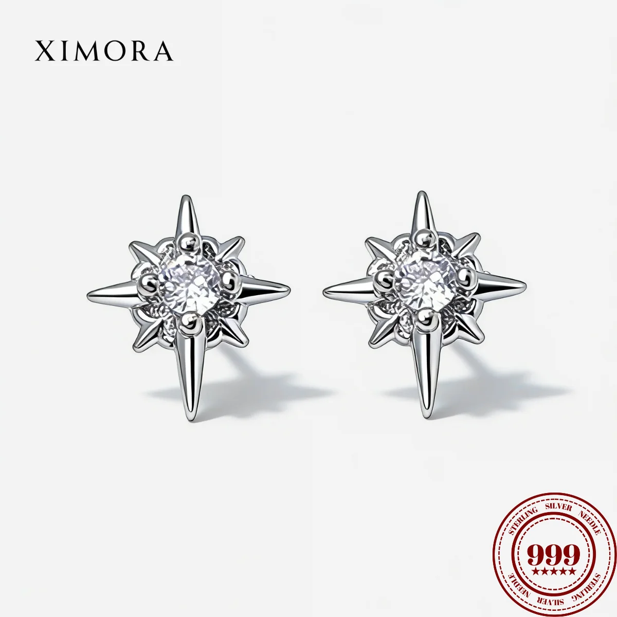 XIMORA S999 Sterling Silver Eight-Pointed Star Stud Earrings for Women Gothic Style Dark-Themed Earrings with Zirconia Accents
XIMORA S999 Sterling Silver Eight-Pointed Star Stud Earrings for Women Gothic Style Dark-Themed Earrings with Zirconia Accents