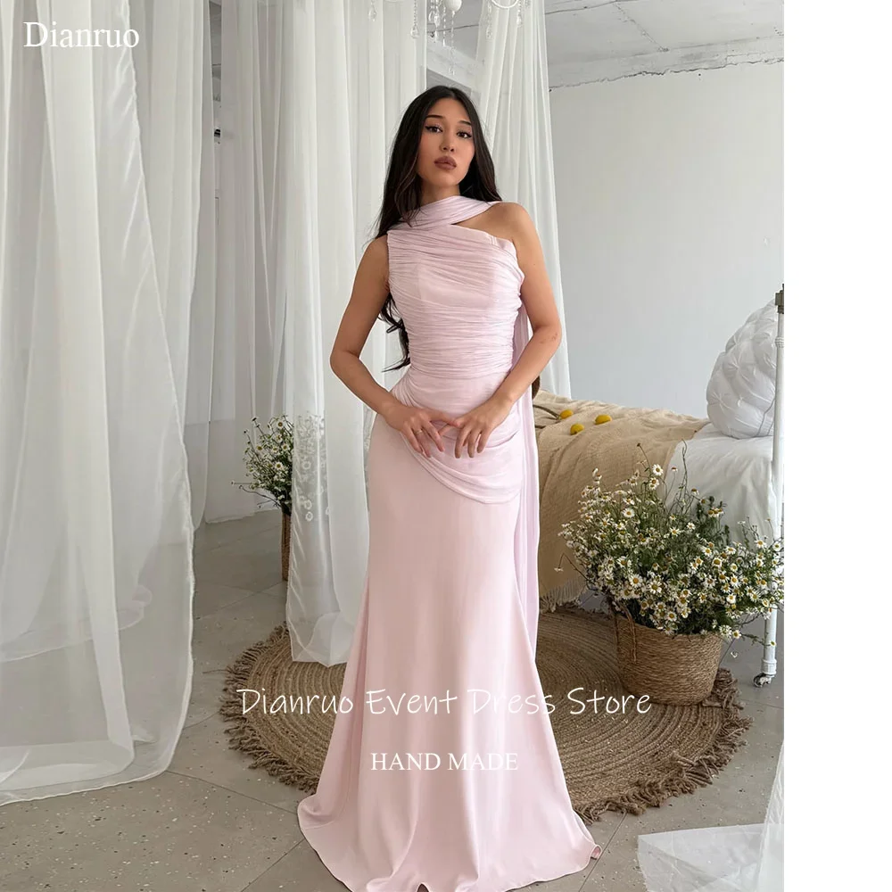 Dianruo Graceful Pink Ruched Evening Dress Chiffon Draped Ribbons Party Gown Lace Up Back A Line Robe Soirée Femme Customized
Dianruo Graceful Pink Ruched Evening Dress Chiffon Draped Ribbons Party Gown Lace Up Back A Line Robe Soirée Femme Customized