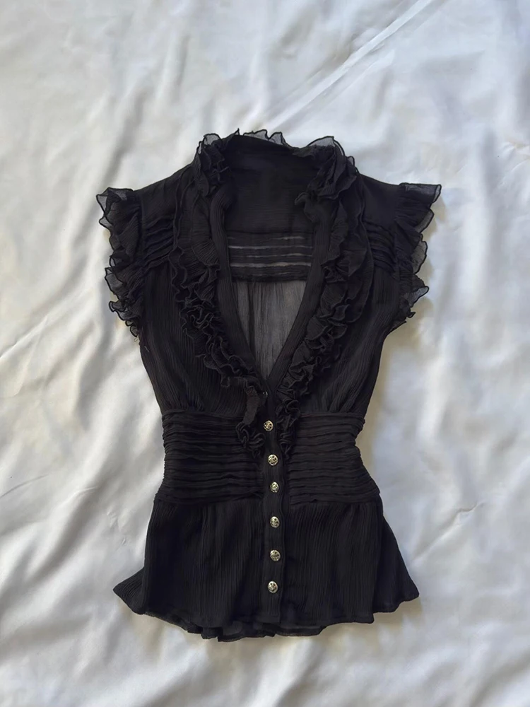 Original Black V-neck Short-sleeved Slimming Women's Top Half-ZhiTao Summer Versatile Design Sensation Floral T-shirt
Original Black V-neck Short-sleeved Slimming Women's Top Half-ZhiTao Summer Versatile Design Sensation Floral T-shirt
