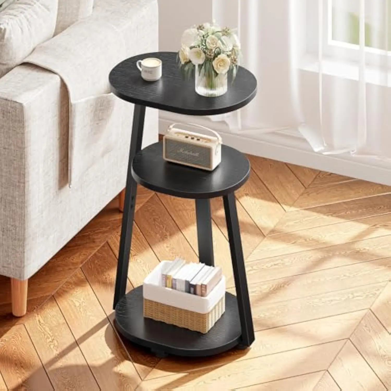 Side Table, Small End Table with Metal Frame, 3-Tier Bedside Tables, Round Side Tables for Living Room Bedroom Couch Bathroom,
Side Table, Small End Table with Metal Frame, 3-Tier Bedside Tables, Round Side Tables for Living Room Bedroom Couch Bathroom,
