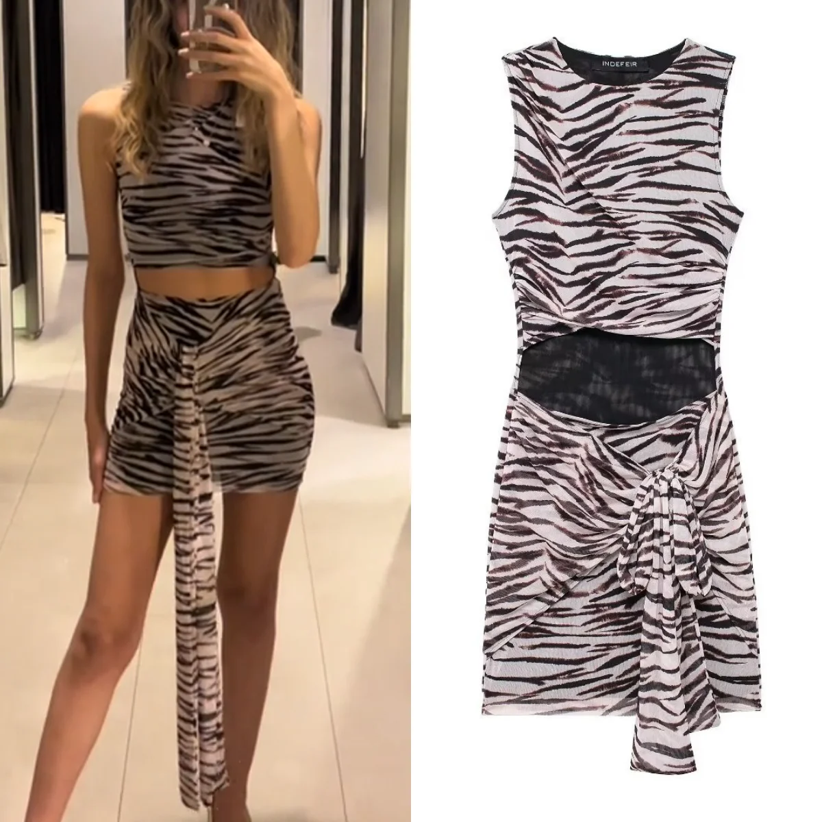 TRAF women's animal print mesh hollow dress waist-length dress women's long skirt sexy party dress 2024 summer new style
TRAF women's animal print mesh hollow dress waist-length dress women's long skirt sexy party dress 2024 summer new style